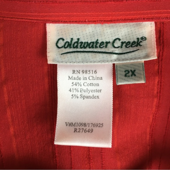 Coldwater Creek Red Zipper Front 3/4 Sleeve Blouse Top Shirt Sz 2X - Picture 2 of 11